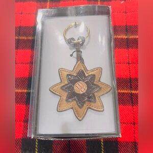 Star Shaped Keychain with Brown and Tan Accents
